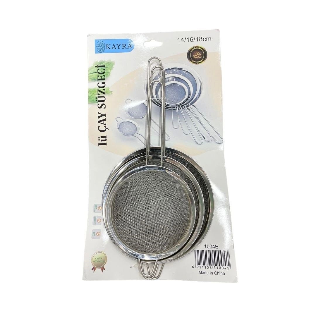 3'li Metal Süzgeç 14-16-18 cm