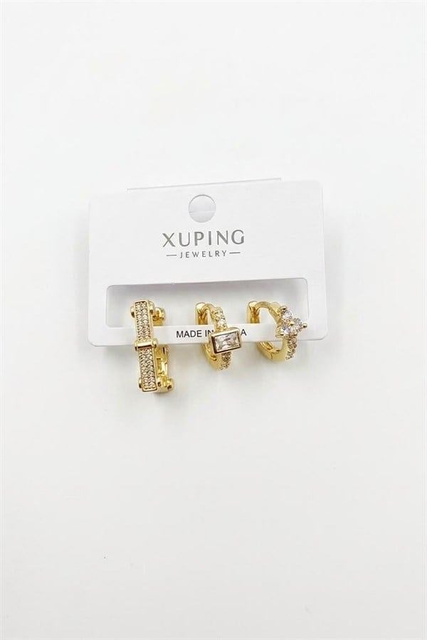 3'lü Xuping Küpe - Altın