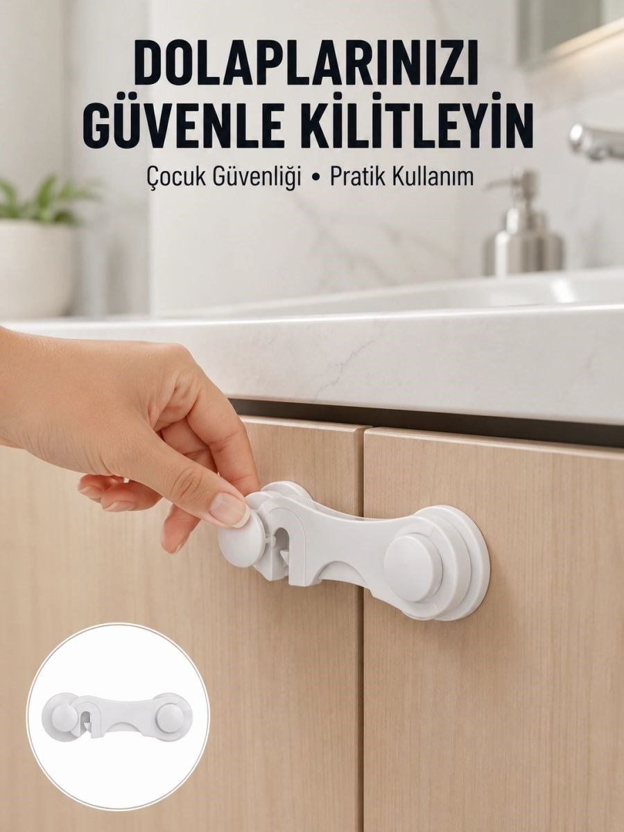 4 Adet Bebek Güvenlik Dolap Kilidi Çift Taraflı Bantlı Kolay Montajlı Emniyet Seti Yeni Nesil