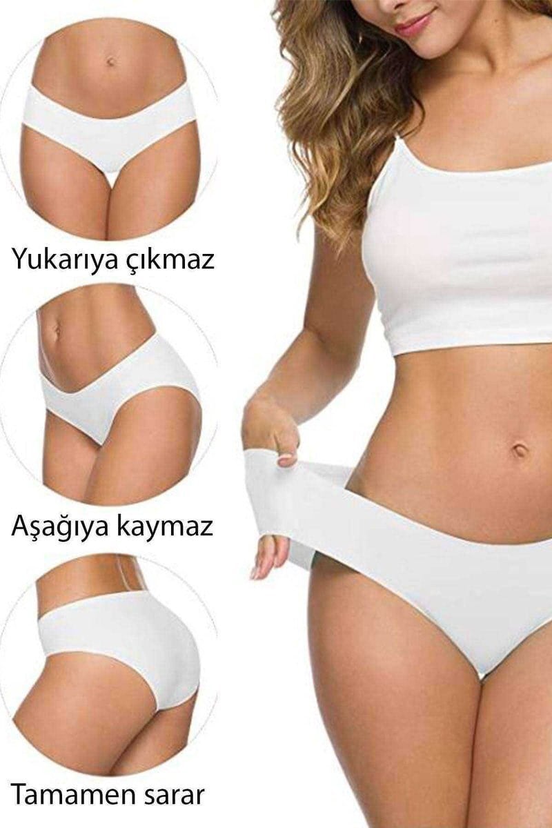 4 Adet Kadın Dikişsiz Lazer Kesim Esnek İz yapmayan Külot S1 mudanis