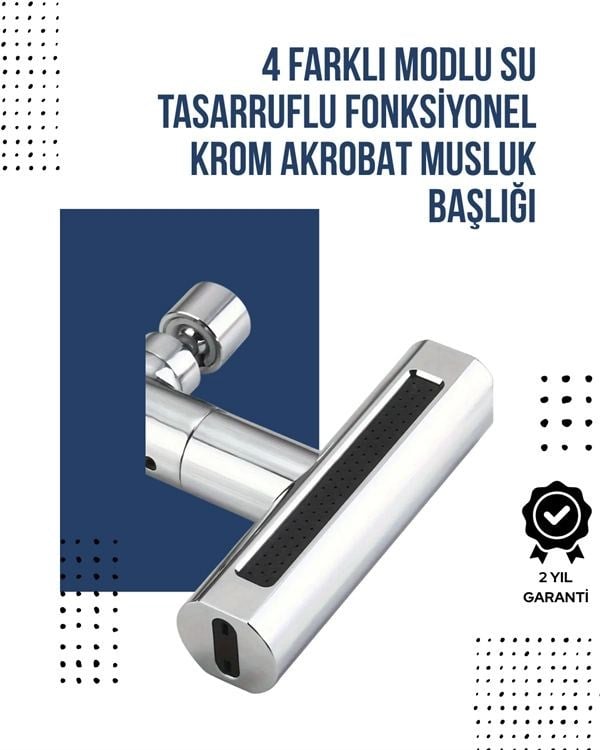 4 Modlu Musluk Başlığı | Şelale, Yağmur, Sprey, Köpük Akışı | Yüksek Basınç Performansı | Modern Tasarım
