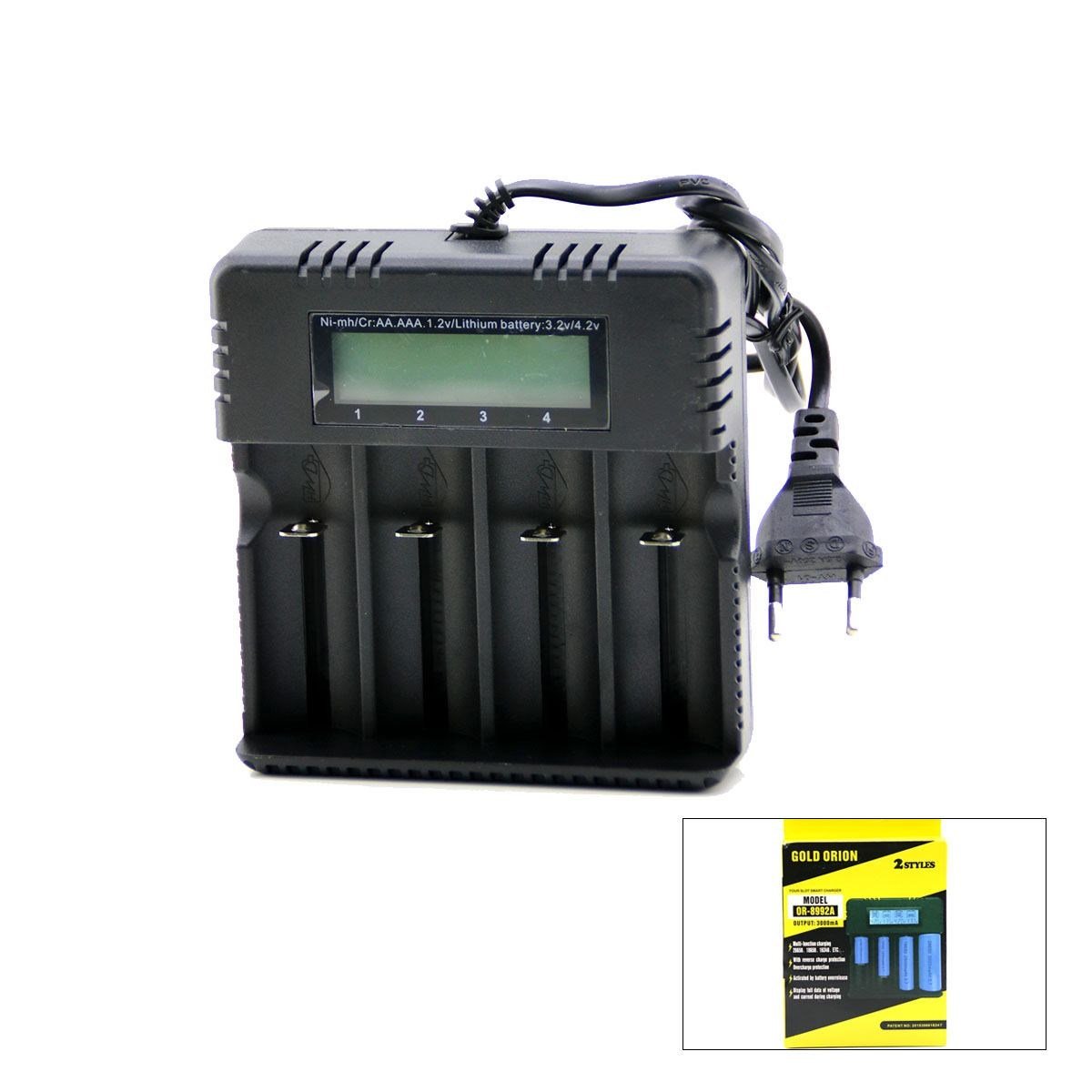 4 Yuvalı Li-ion Pil Şarj Cihazı 3000mA 4.2V (18650/26650/16340 Uyumlu)