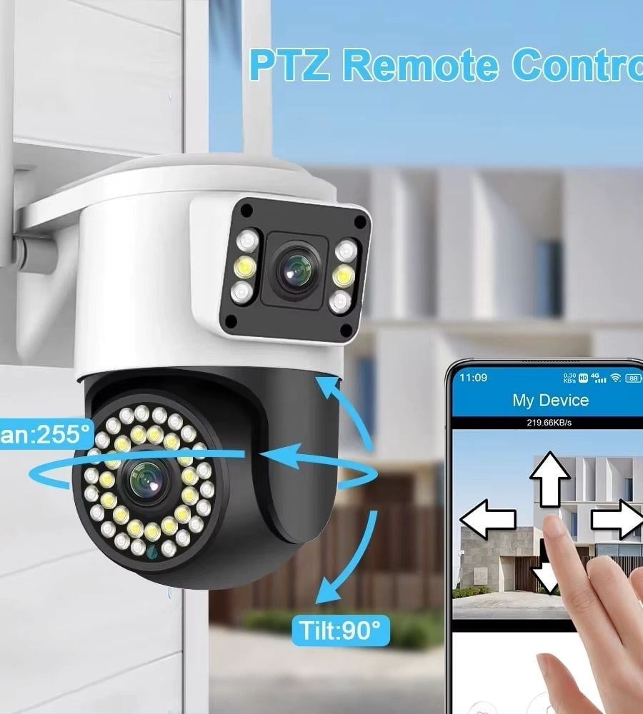 4MP Yoosee Çift Lens IP Kamera - WIFI Açık Otomatik İzleme, Su Geçirmez Kablosuz Güvenlik Ev Kamerası, Renkli Gece Görüş