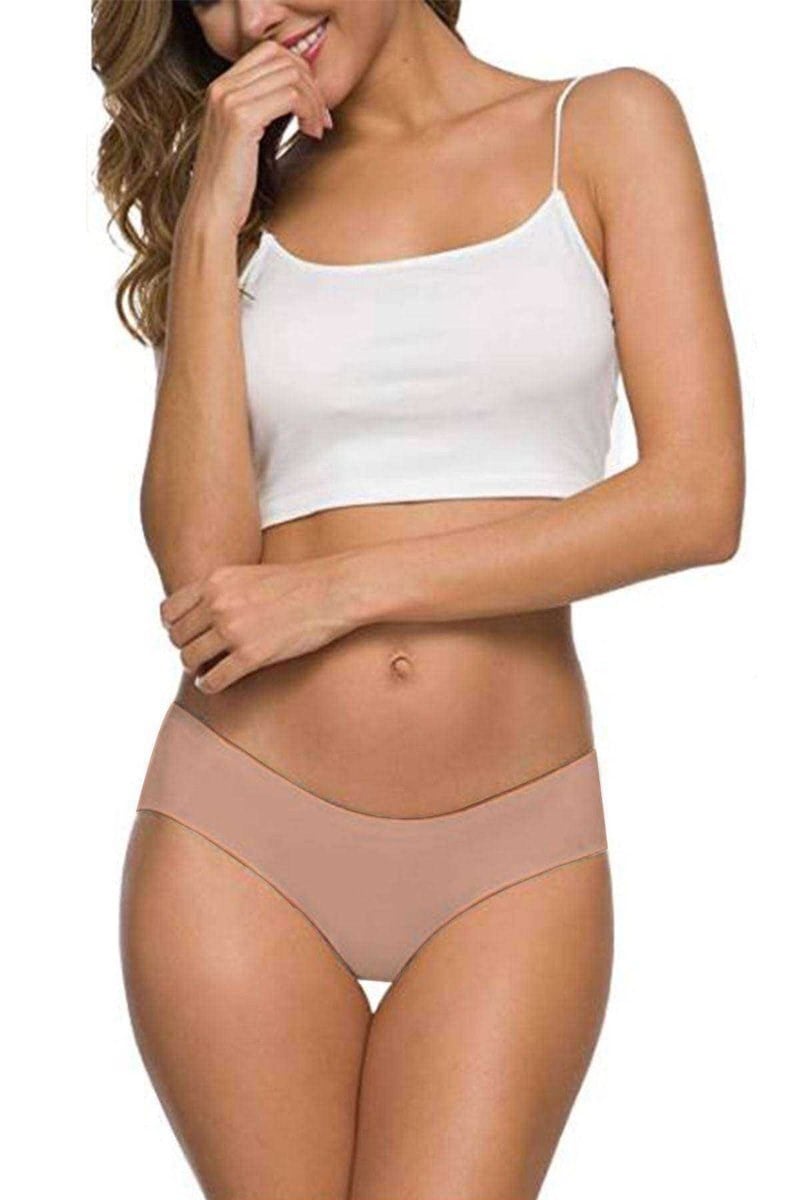 5 Adet Kadın Dikişsiz Lazer Kesim Esnek İz yapmayan Külot Ten mudanis