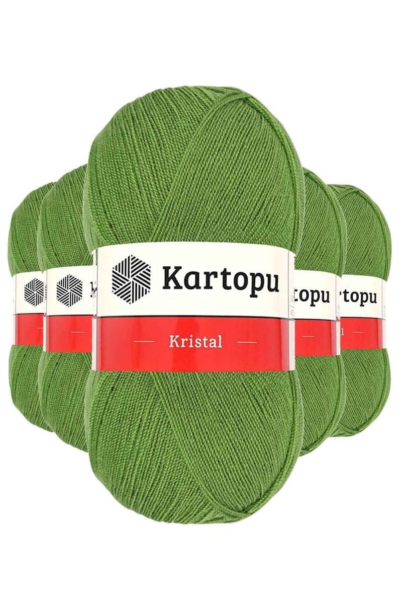 5 Adet Kristal Çift Katlı El Örgü Lif İpi Açık Yeşil K442 kartopu mudanis