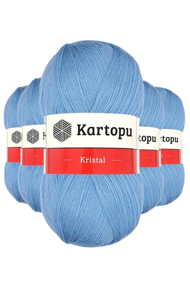 5 Adet Kristal Çift Katlı El Örgü Lif İpi Bebe Mavi K540 - kartopu mudanis