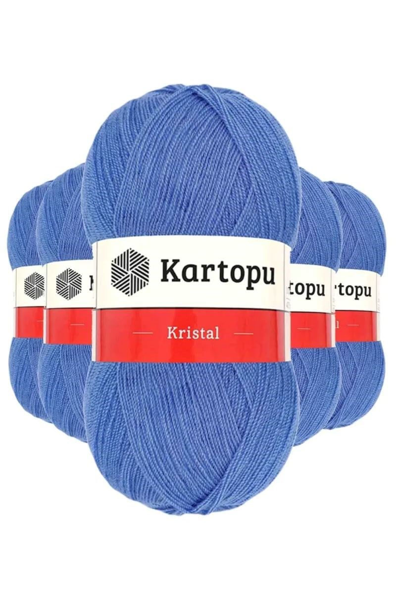 5 Adet Kristal Çift Katlı El Örgü Lif İpi Koyu Mavi K535 - kartopu mudanis
