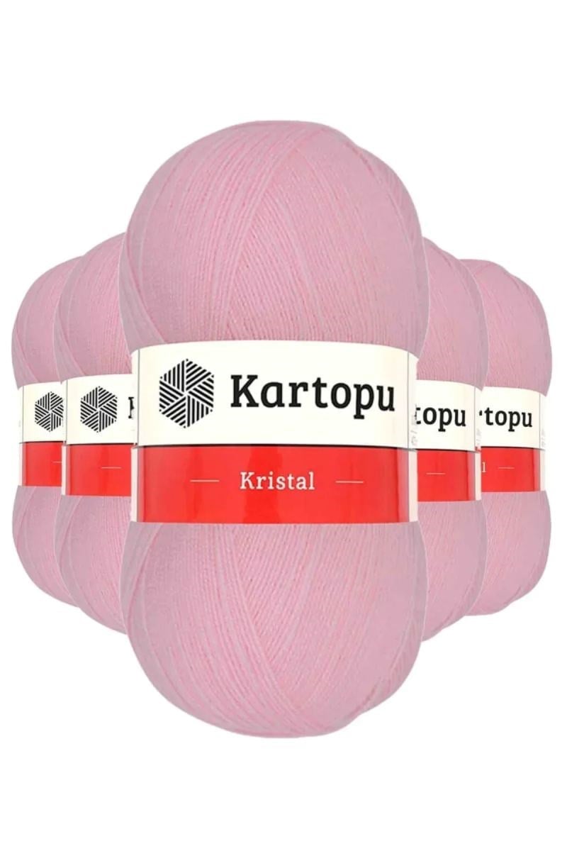 5 Adet Kristal Çift Katlı El Örgü Lif İpi Bebe Pembe K788 - kartopu mudanis