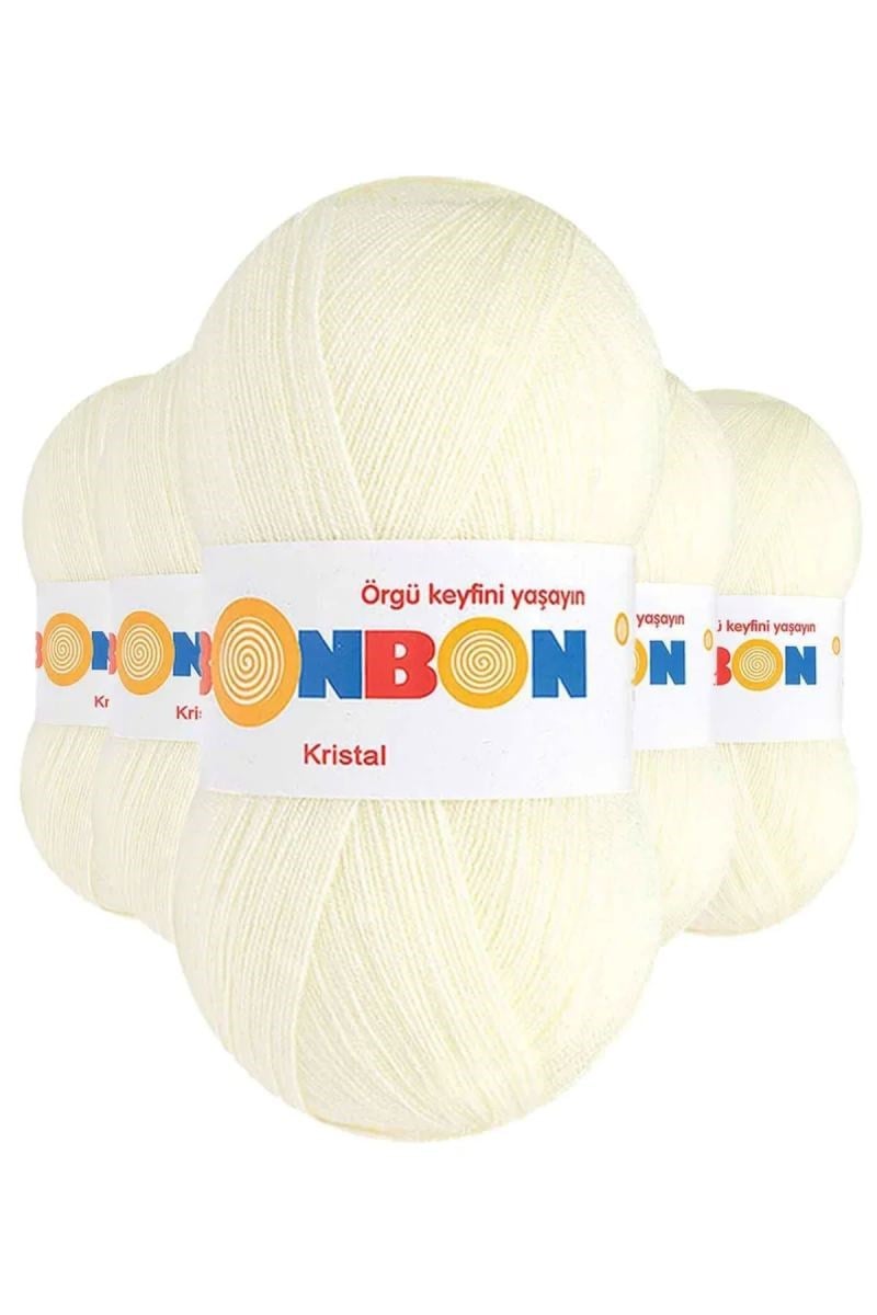 5 Adet Kristal El Örgü Lif İpi Açık Krem 98223 - bonbon mudanis