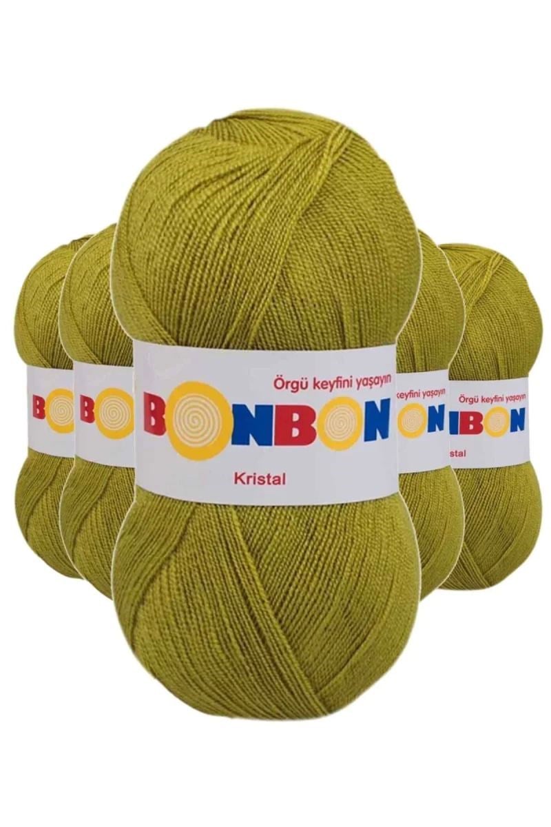 5 Adet Kristal El Örgü Lif İpi Çimen Yeşili 98229 - bonbon mudanis
