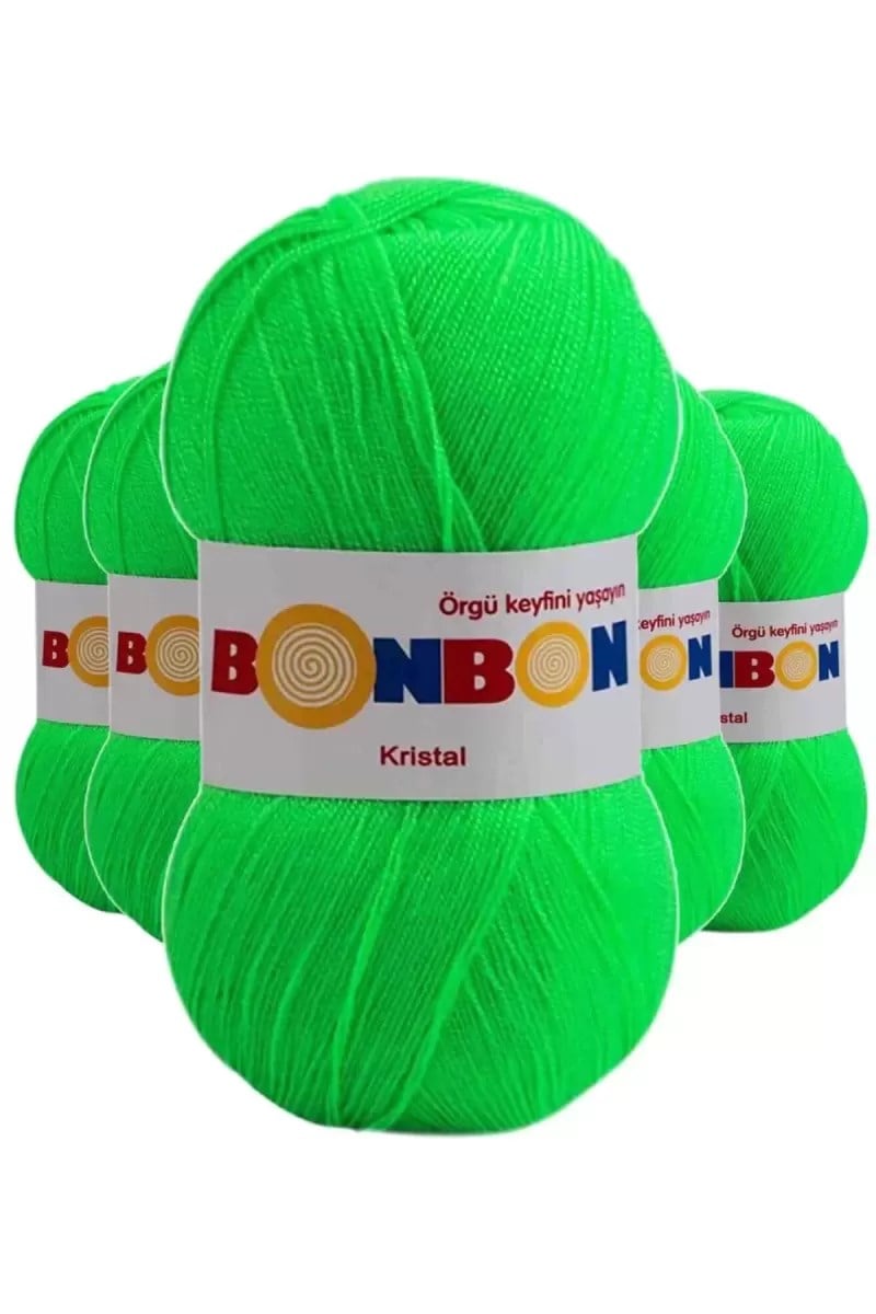 5 Adet Kristal El Örgü Lif İpi Fıstık Yeşili 98395 - bonbon mudanis
