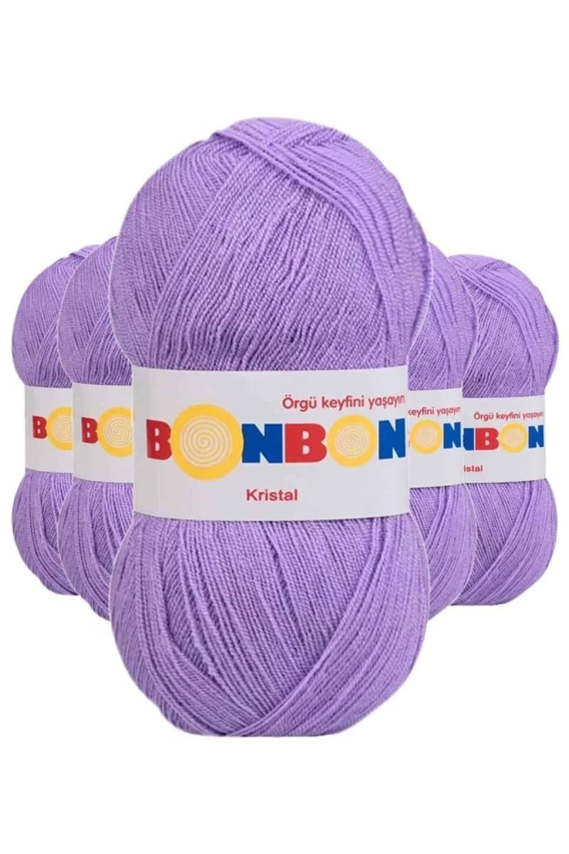 5 Adet Kristal El Örgü Lif İpi Lila 98205 - bonbon mudanis