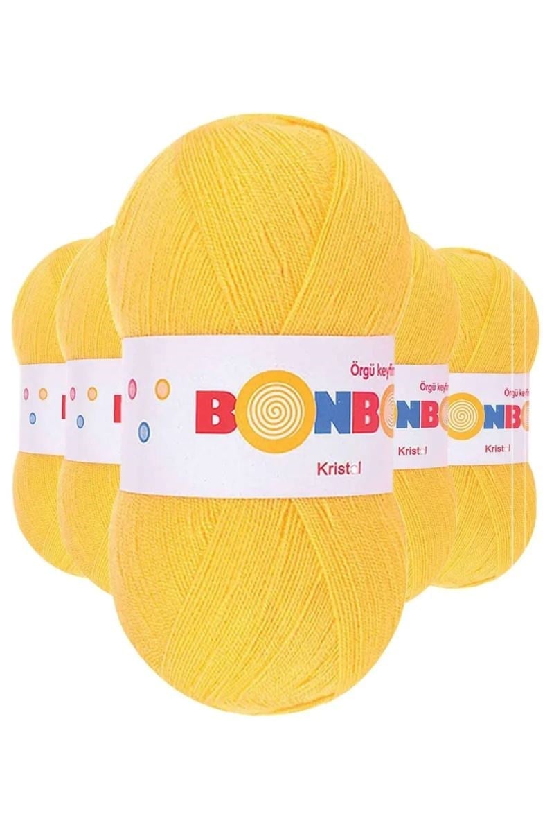 5 Adet Kristal El Örgü Lif İpi Sarı 98217 - bonbon mudanis