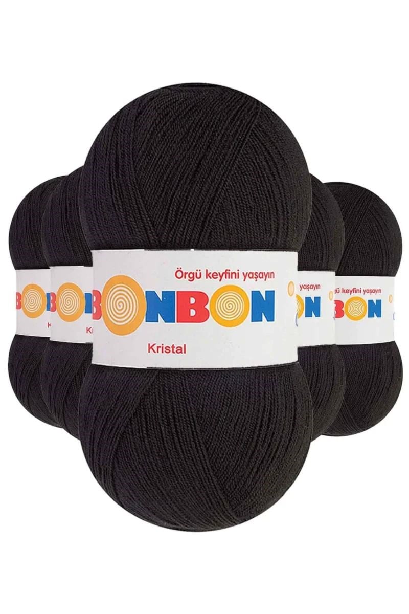 5 Adet Kristal El Örgü Lif İpi Siyah 98206 - bonbon mudanis