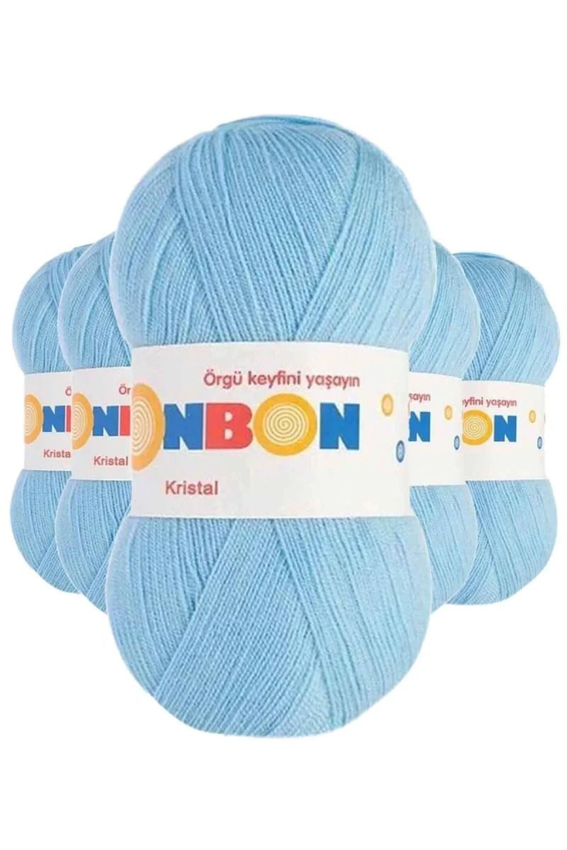 5 Adet Kristal El Örgü Lif İpi Ufuk Mavisi 98231 - bonbon mudanis