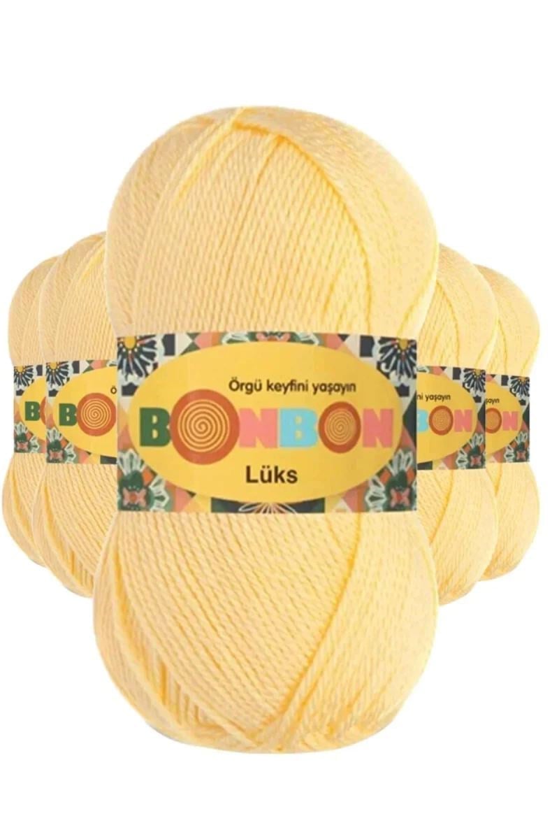 5 Adet Lüks Patik İpi Yünü Bebe Sarı 98292 - bonbon mudanis