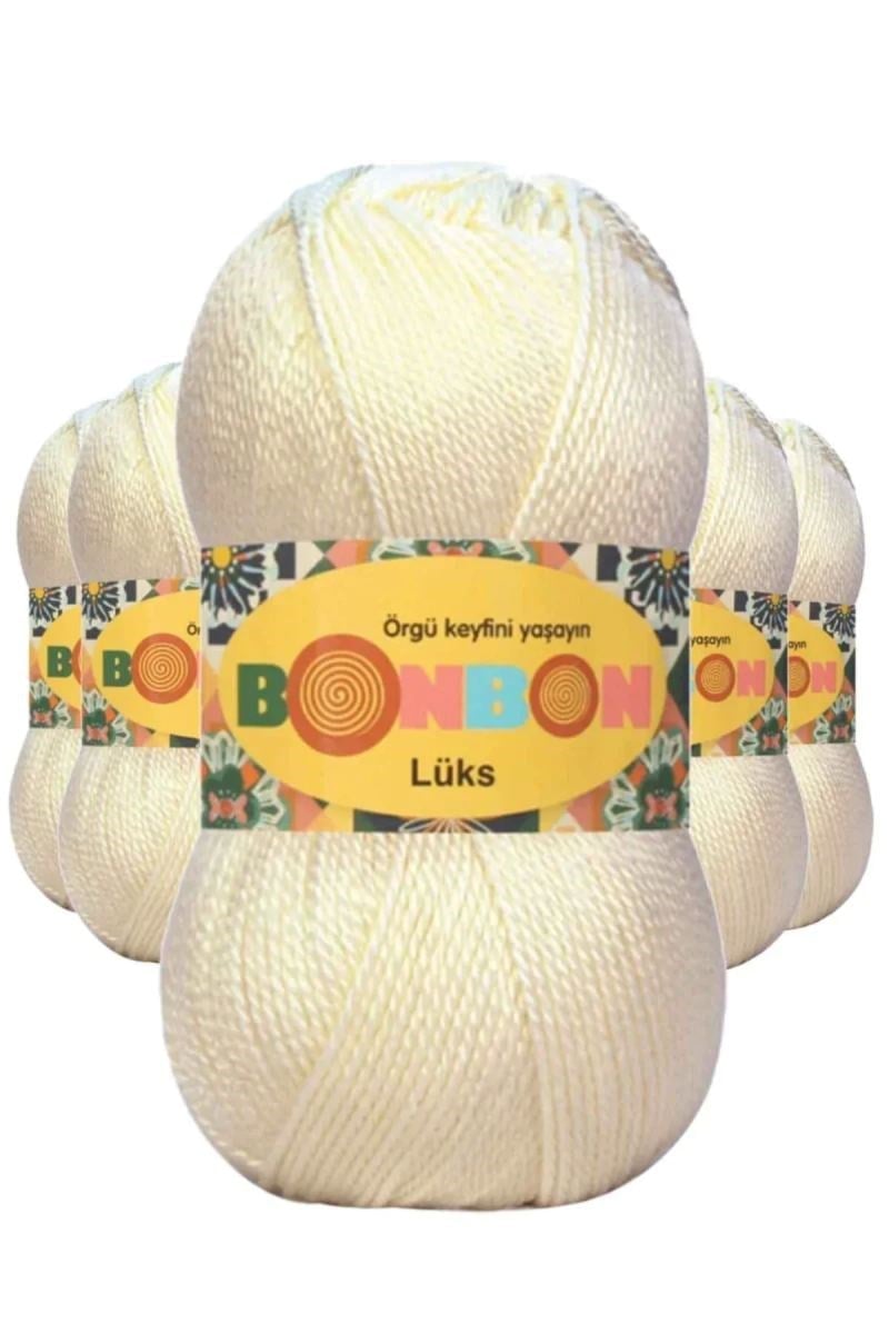 5 Adet Lüks Patik İpi Yünü Krem 98272 - bonbon mudanis