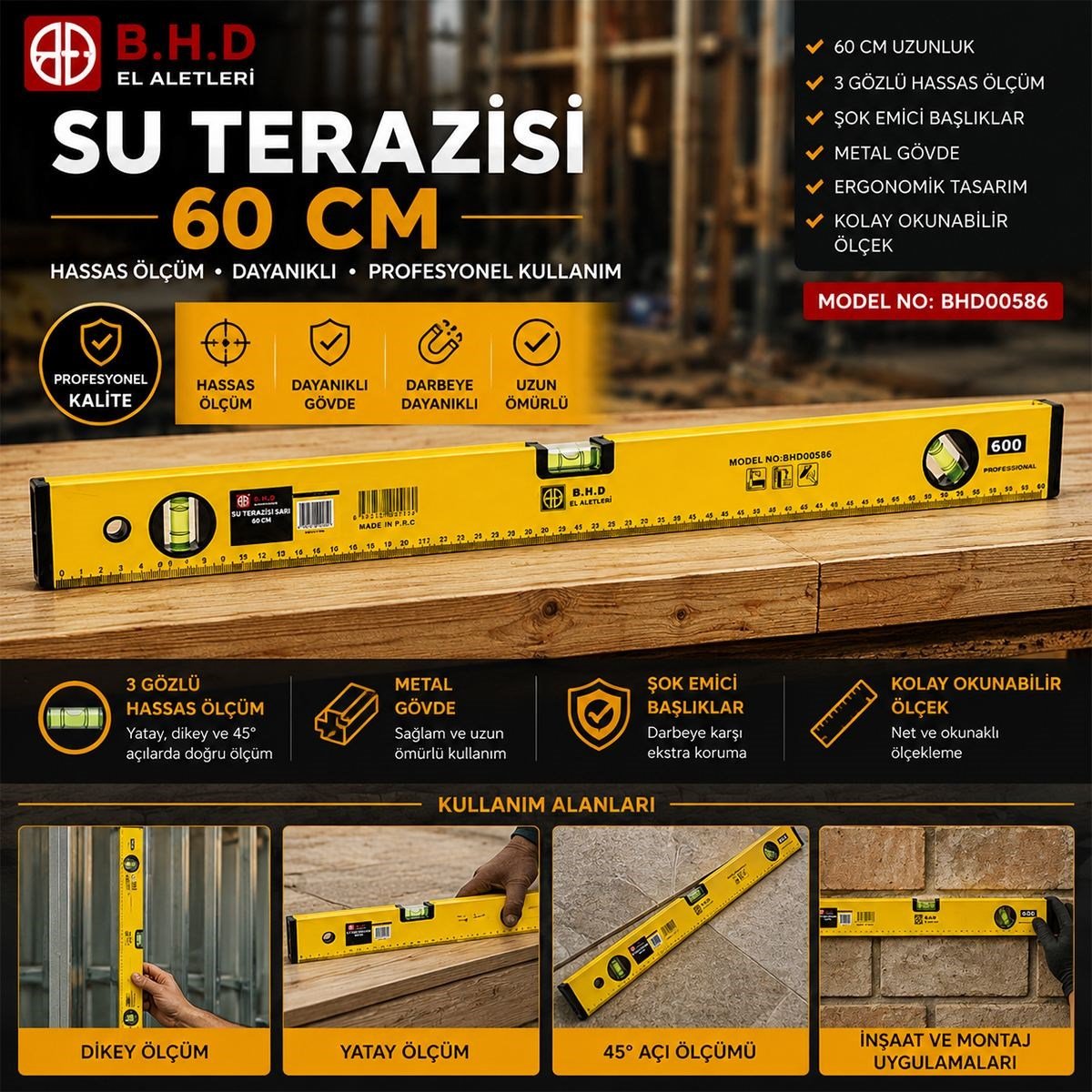 60 cm Metal Su Terazisi