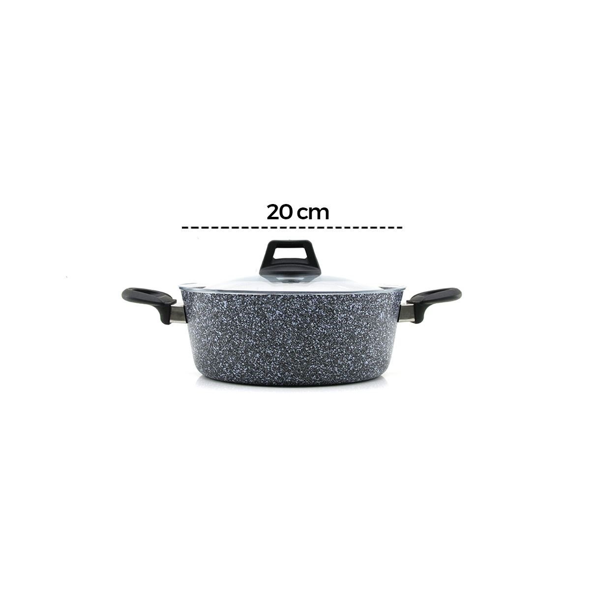 7 Parça Granit Tencere ve Tava Seti (20-24cm Derin, 27cm Cam Kapak, 26cm Tava)