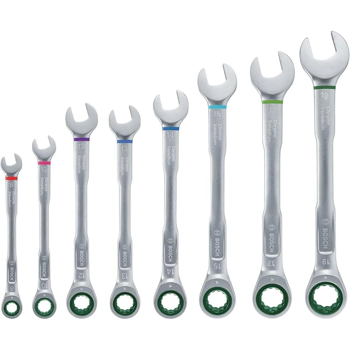 8 Parça 8-19 mm Kombine Anahtar Takımı (Plastik Standlı, Taşıma Aparatlı)