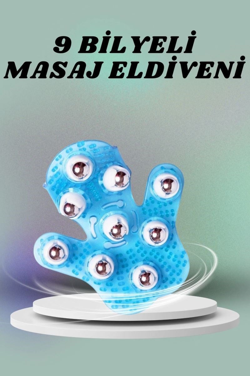 9 Bilyeli El Şeklinde Omuz Bacak Masaj Aleti Masaj Eldiveni Giyilebilir Plastik Vücut Sıkılaştırıcı