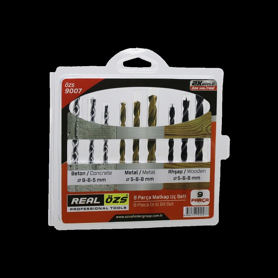 9 Parça Matkap Ucu Seti – Beton/Metal/Ahşap (5/6/8 mm)