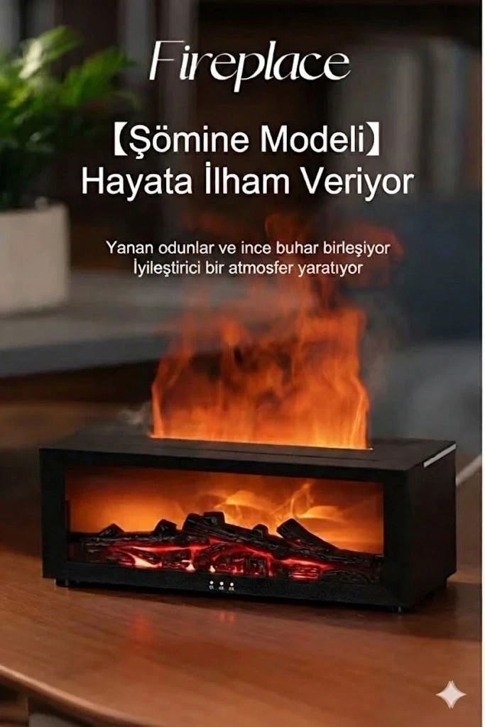 A4 Şömine Esintili Aromaterapi Difüzörü Ultrasonik Hava Nemlendici