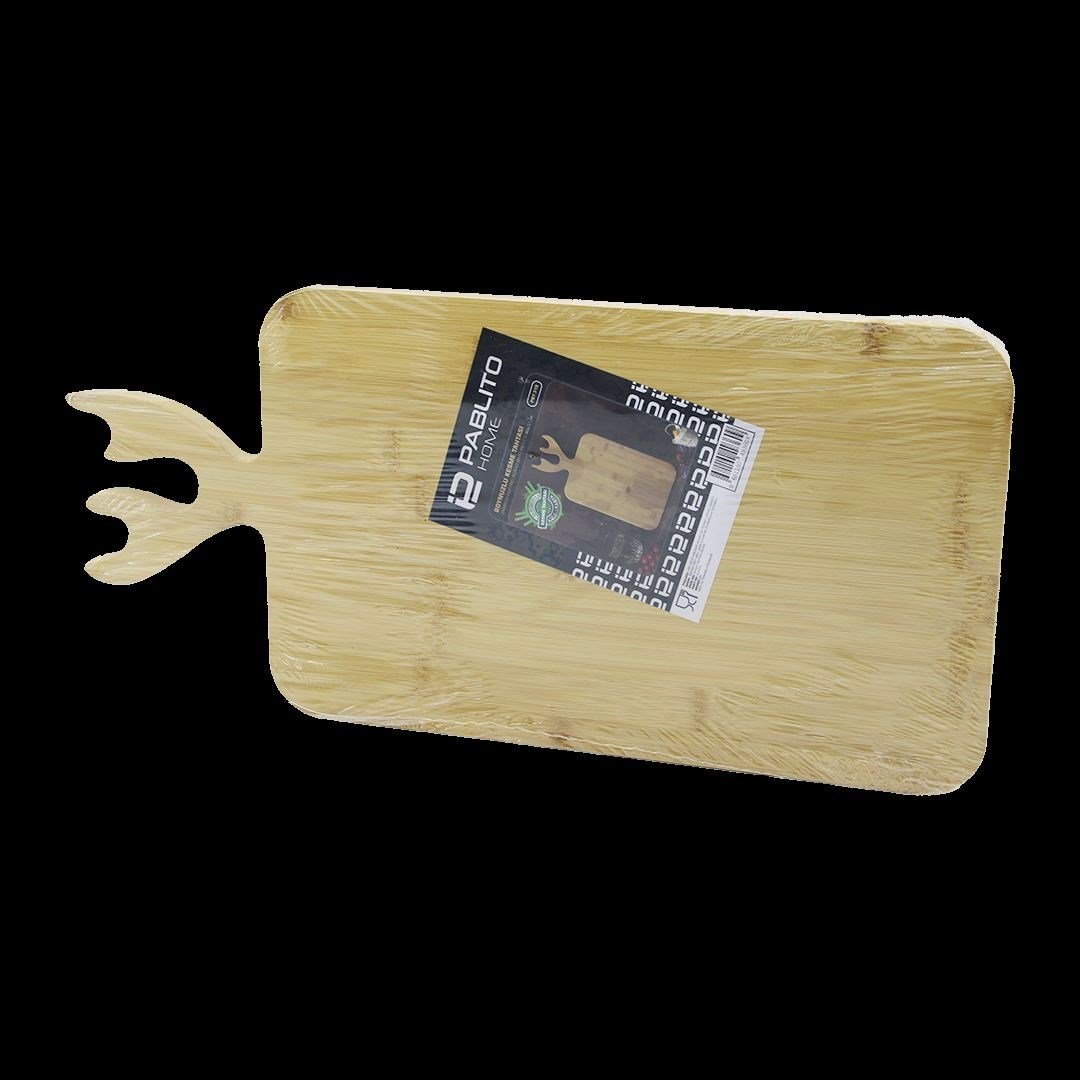 Ahşap Bambu Kesim Panosu 22x36 cm (Geyik Boynuz Saplı)