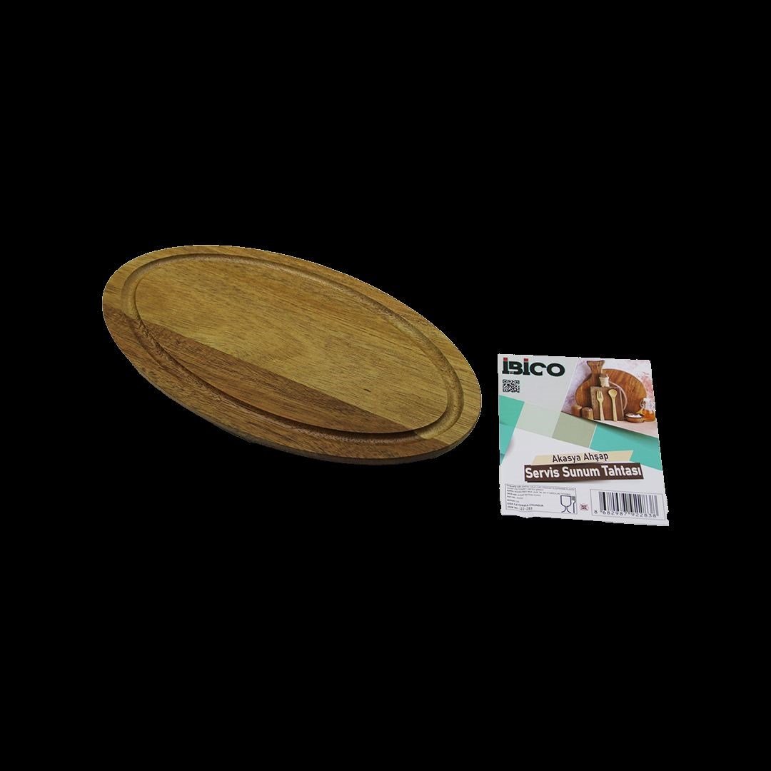 Akasya Oval Ahşap Servis Tepsisi (Kenar Kanallı) 24.8x13.8x1.4 cm