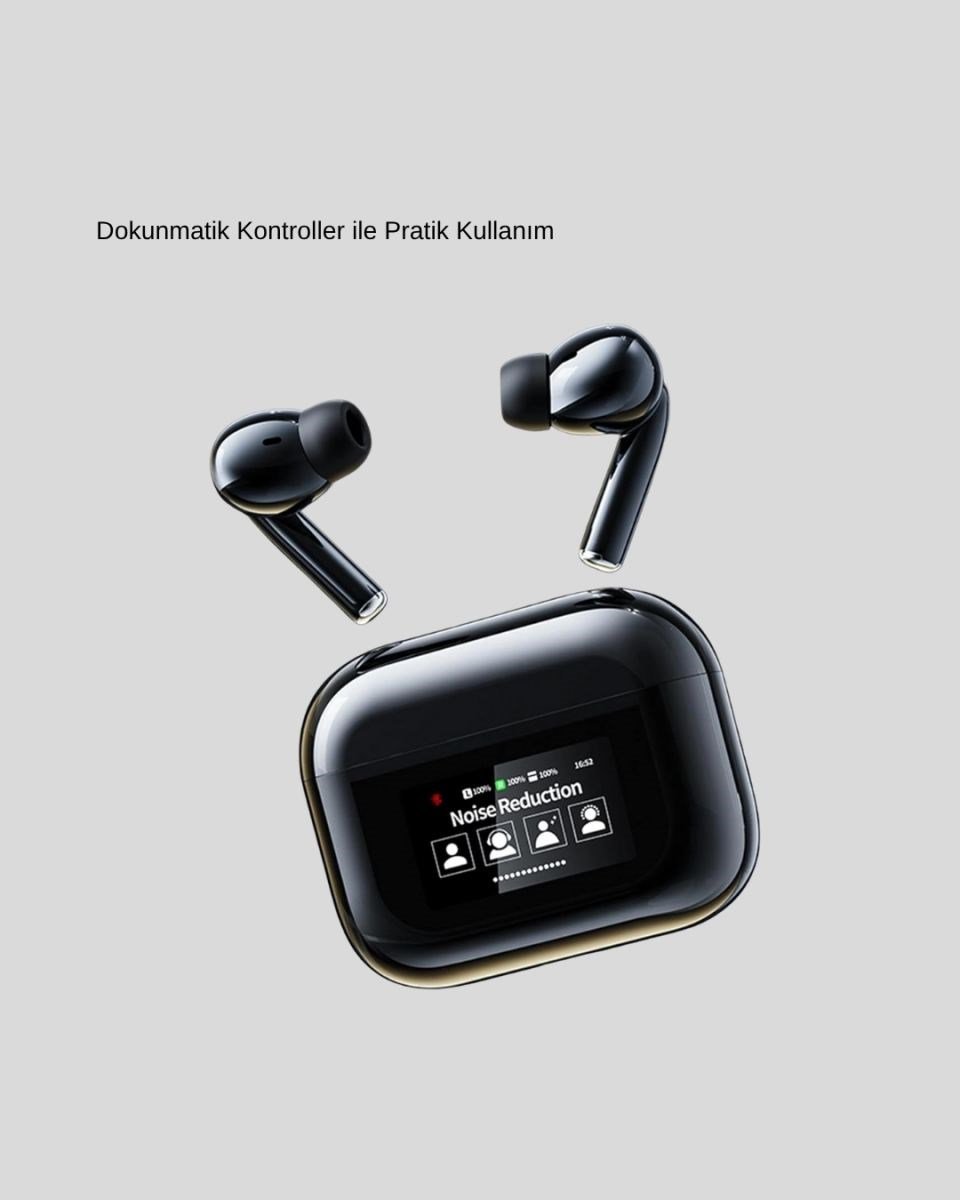Aktif Gürültü Engelleme (anc) Kablosuz Bluetooth Kulaklık – Dijital Ekranlı, Dokunmatik Ve Uzun Pil Ömürlü