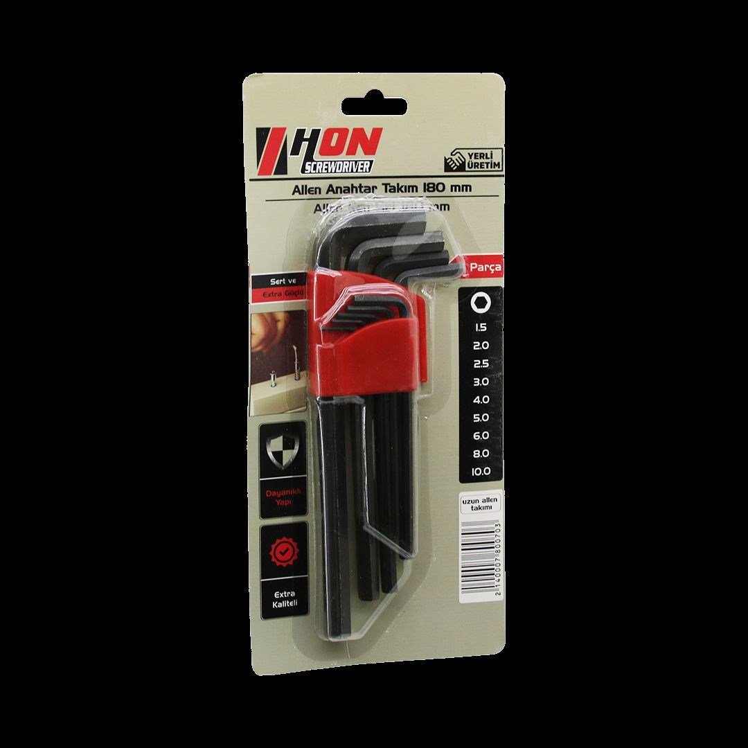 Alyan Anahtar Takımı 9'lu Siyah Uzun 180 mm
