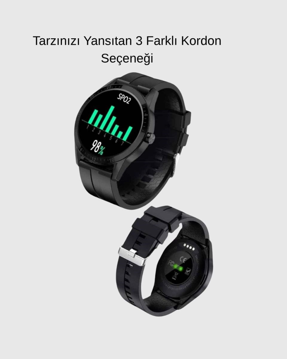 Amoled Ekranlı Smartwatch – 3 Kordonlu, Kalp Atış & Uyku Takipli Akıllı Saat