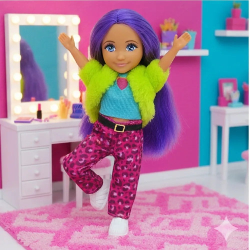Ankiki Moda İkonu Bebek Figür 13 cm - Mor Saçlı Hip-Hop Rüzgarı