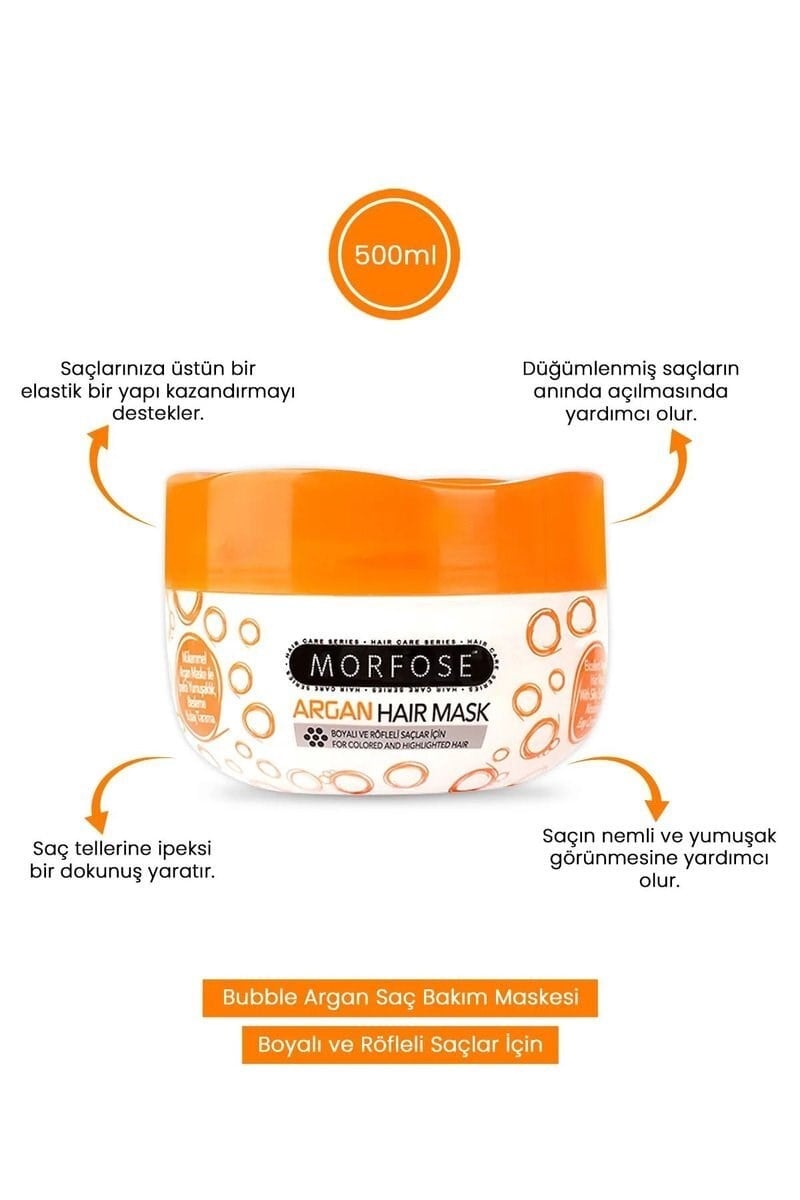 Argan Saç Maskesi 500 ML - Boyalı ve Röfleli Saçlar - mrfs