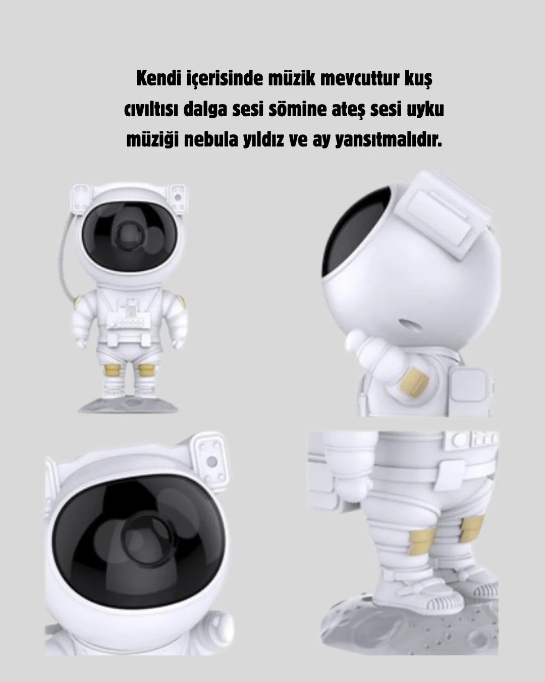 Astronot Projeksiyon Lambası Bluetooth Müzikli ve Uzaktan Kumandalı