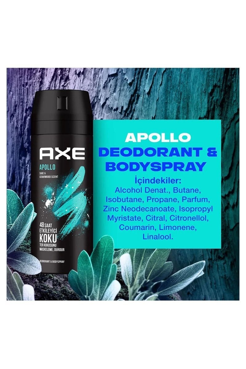 Axe Erkek Sprey Deodorant Apollo 48 Saat Etkileyici Koku Vücut Spreyi 150 ml