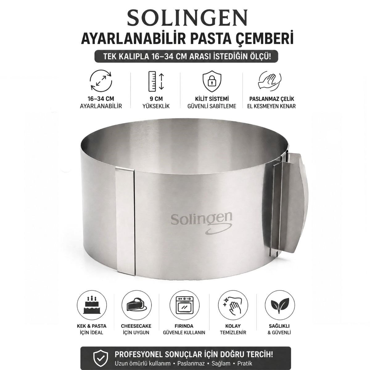 Ayarlanabilir Metal Kek Kalıbı 16-34 cm