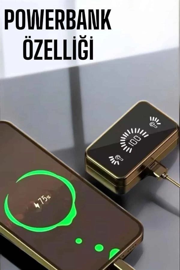 Aynalı Bluetooth Kulaklık Telefon Standlı Dijital Göstergeli