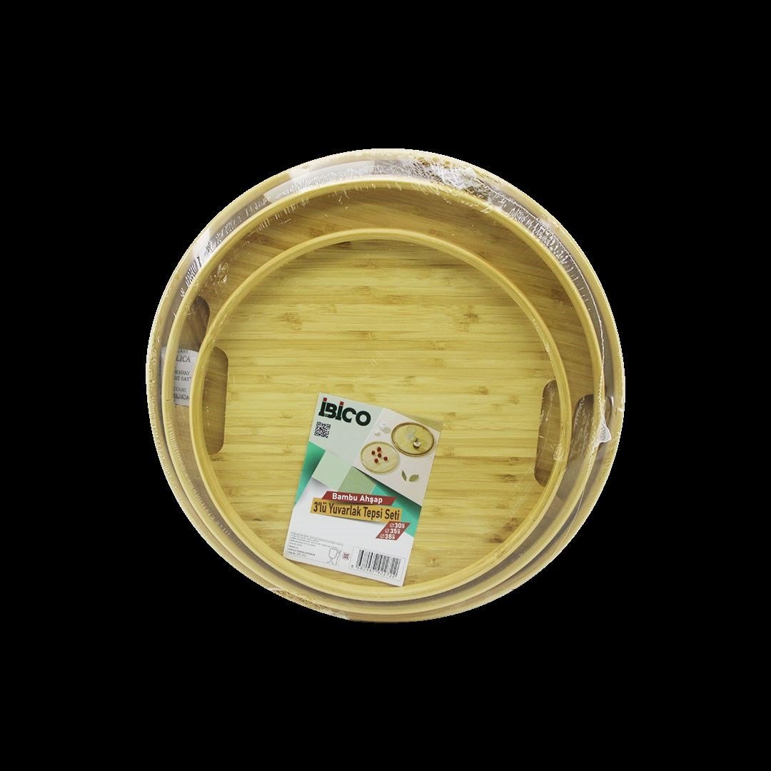 Bambu Ahşap Yuvarlak Tepsi