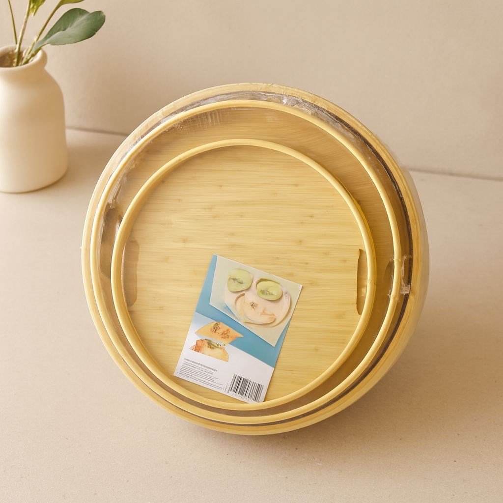 Bambu Ahşap Yuvarlak Tepsi Seti 30/35/38 cm (3'lü)