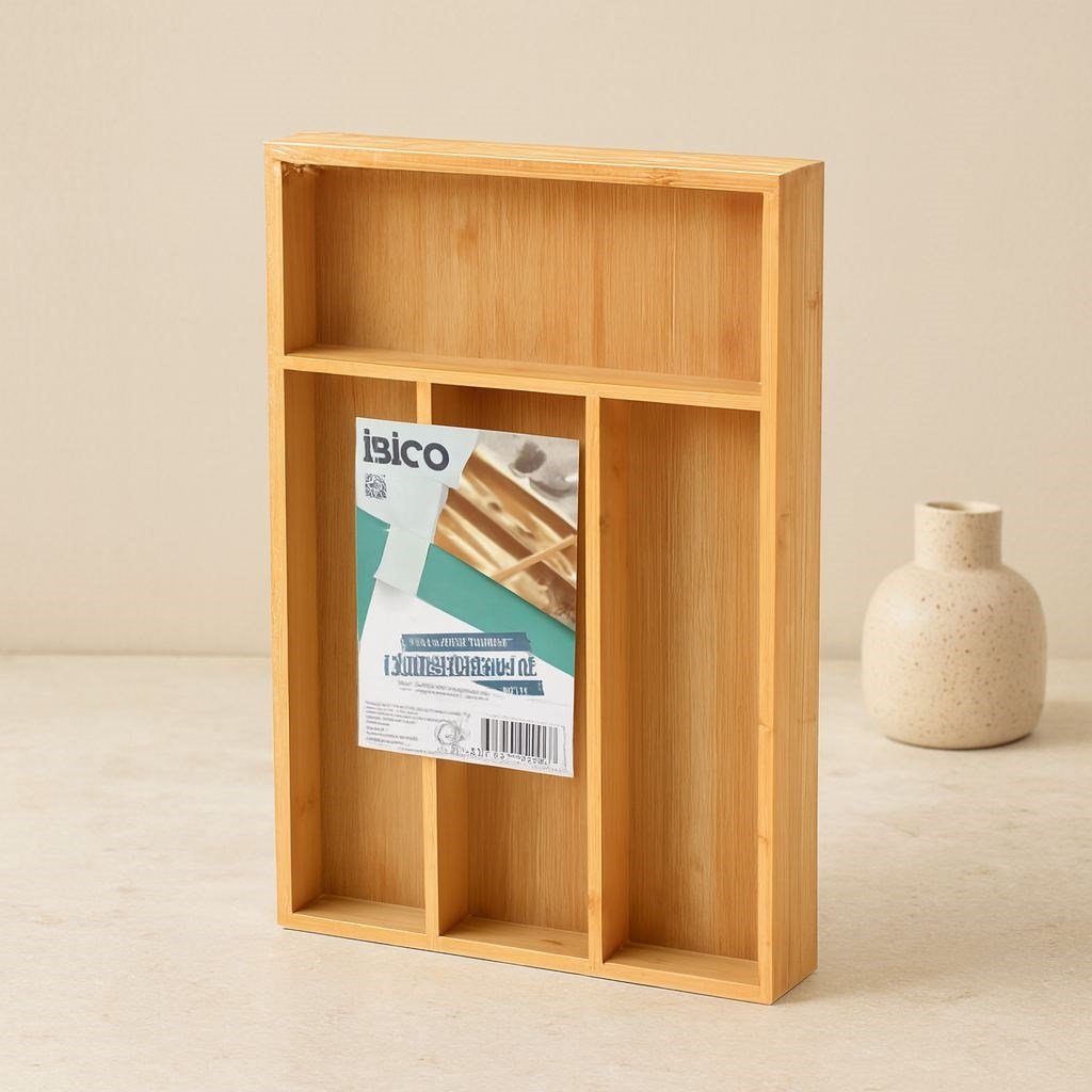 Bambu Çekmece Kaşıklık 22.4x33 cm - 4 Bölmeli Çok Amaçlı Organizer