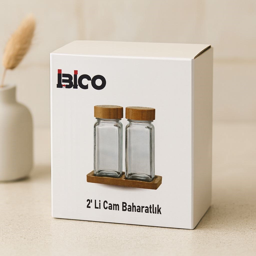 Bambu Kapaklı Cam Baharatlık