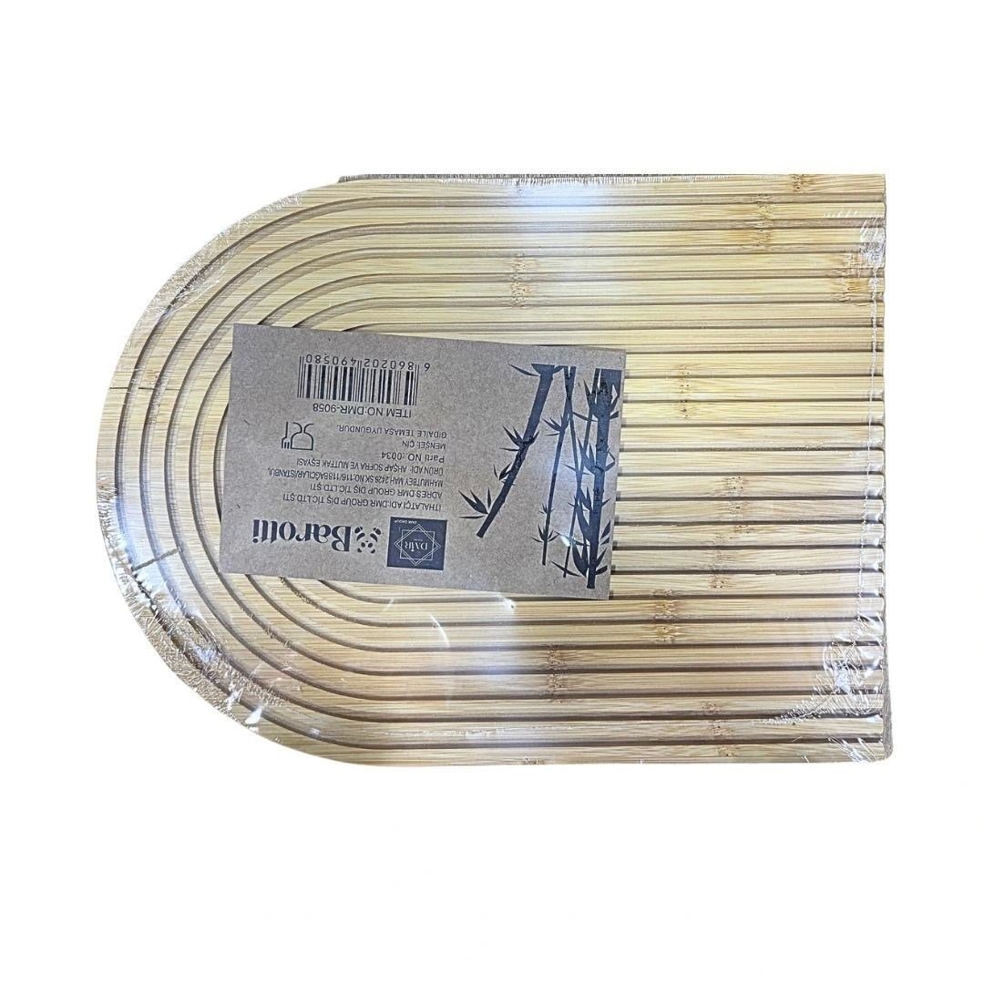 Bambu Oval Çizgili Sunumluk