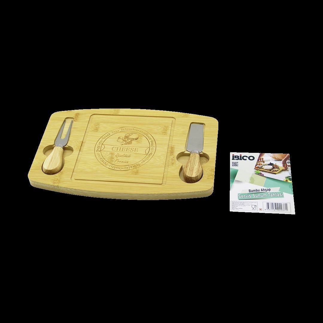 Bambu Peynir Sunum Panosu 19x28,7x1,4 cm (2 Ahşap Bıçak)