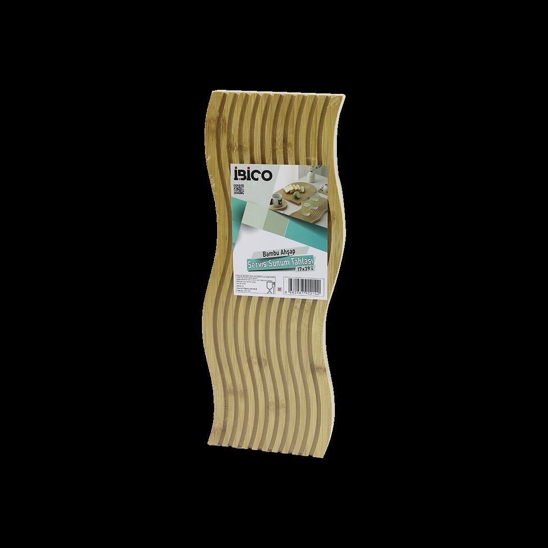 Bambu Servis Sunum Tahtası 17x39x1.5 cm (Çift Yüzlü Dalgalı/Kanallı)
