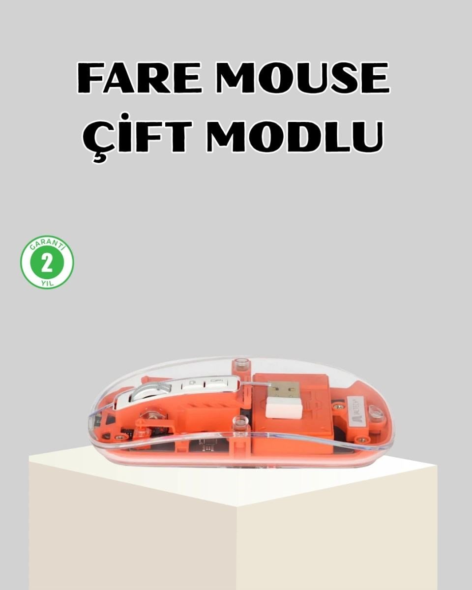 Bluetooth 5.0 & 2.4ghz Kablosuz Fare – 3 Cihaz Bağlantılı, Hızlı Geçiş, Usb Alıcılı