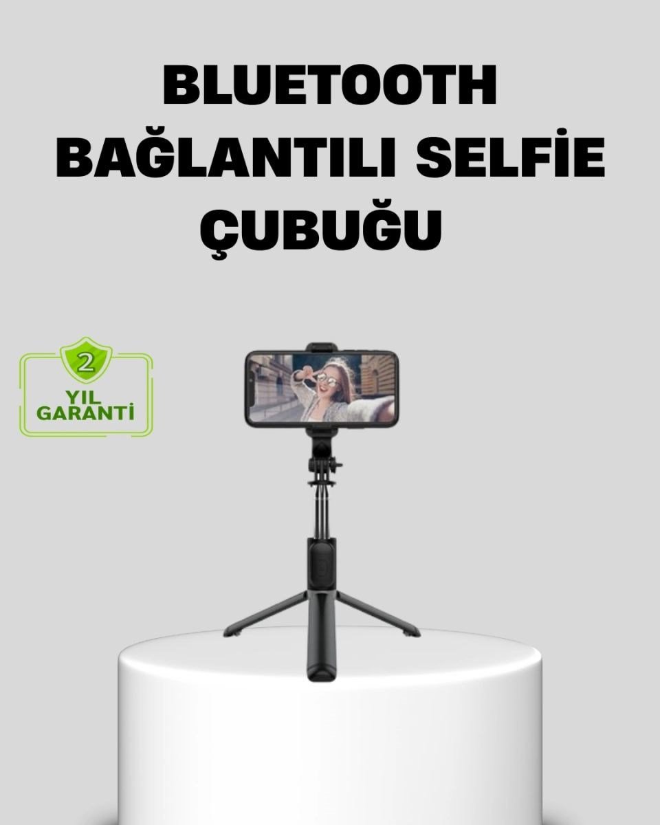 Bluetooth Selfie Çubuğu – 360° Dönebilen Başlık, Kablosuz Bağlantı