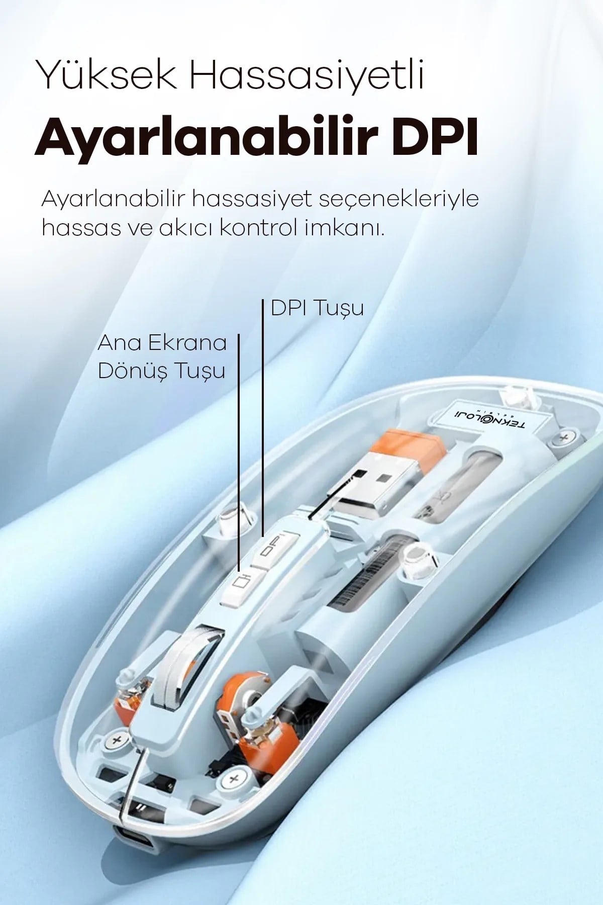 Bluetooth USB Çift Modlu Sessiz Mouse, Şeffaf Mıknatıslı Kapaklı, Type-C Şarjlı, DPI Ayarlı, Kablosuz 10m Çekim Mesafeli, Masaüstü Kısayol Tuşlu, Taşınabilir Şarjlı Mouse Siyah