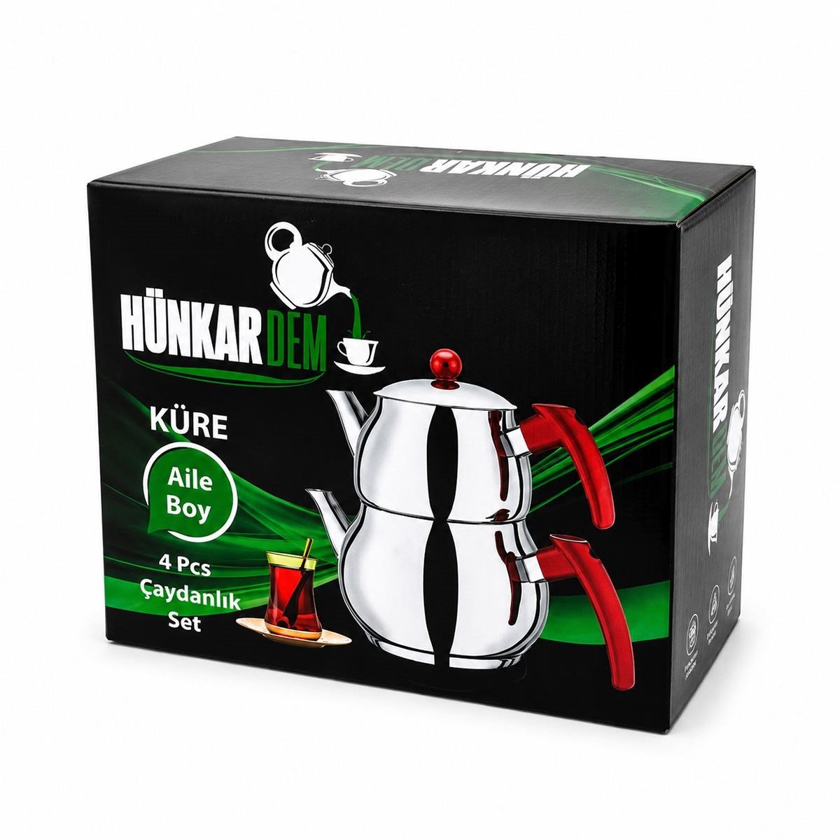 Büyük Küre Çelik Çaydanlık Seti Üst 1.2 Lt Alt 2.0 Lt