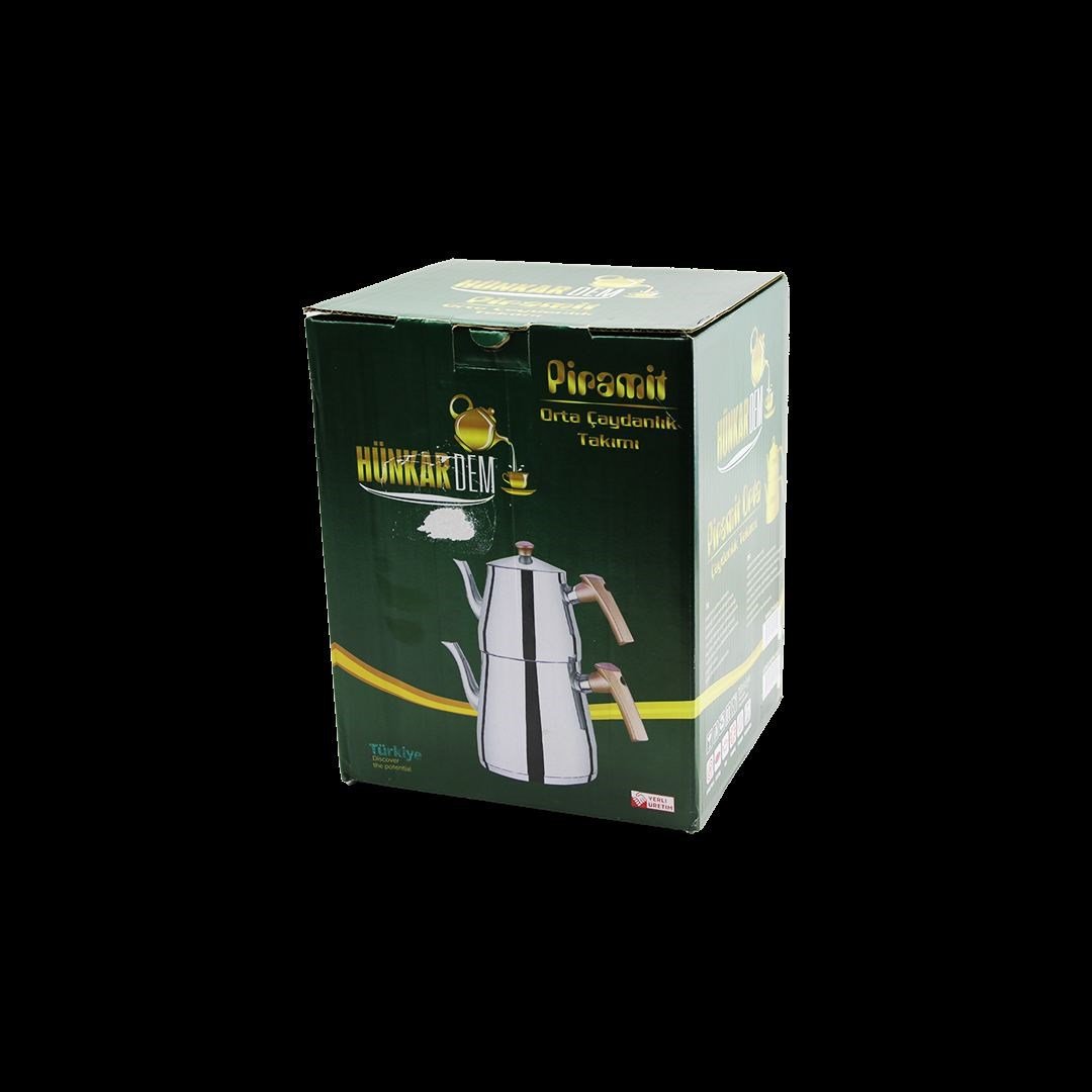 Çelik Çaydanlık Seti (1.1L Üst + 2L Alt) Kendinden Süzgeçli